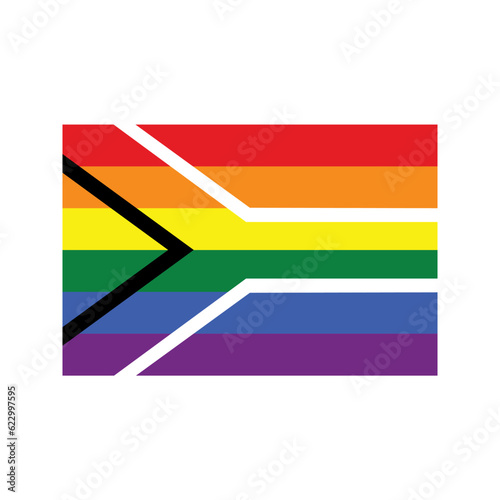 Gay pride flag of South Africa icon. LGBT Pride Month, LGBTQ community concept. International LGBT Pride Day. International Day Against Homophobia Transphobia and Biphobia. South Africa LGBT flag.