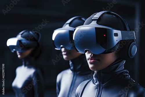 Futuristic women in black s...