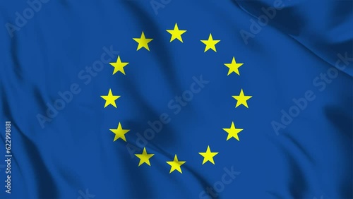 European Union flag background with seamless looping animation in 60 fps
