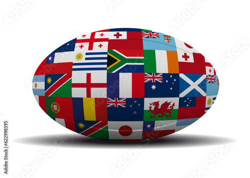Team flags Rugby ball - 2023 Tournament