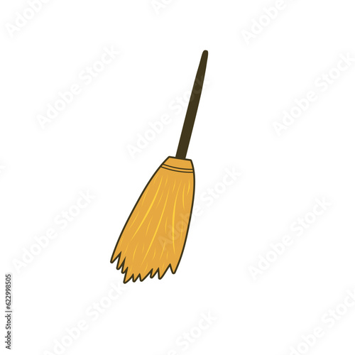 Witch's broom. Magic attribute concept. Halloween decorative element