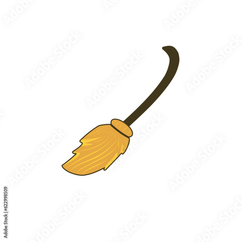 Witch's broom. Magic attribute concept. Halloween decorative element