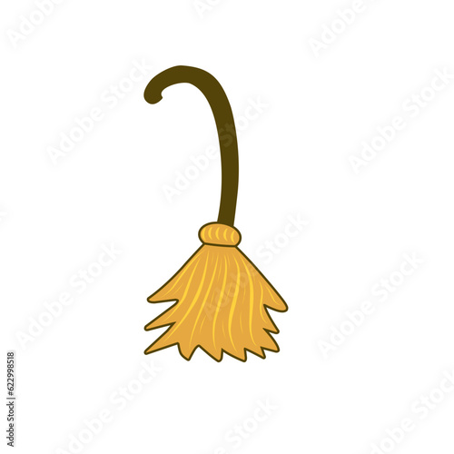 Witch's broom. Magic attribute concept. Halloween decorative element