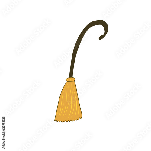 Witch's broom. Magic attribute concept. Halloween decorative element