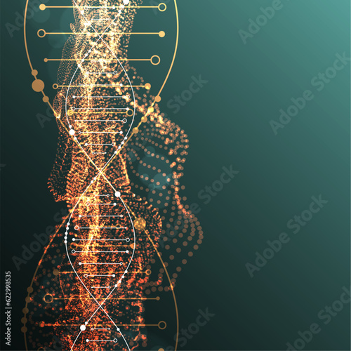 Science template, abstract background with a DNA molecules. Vector illustration.