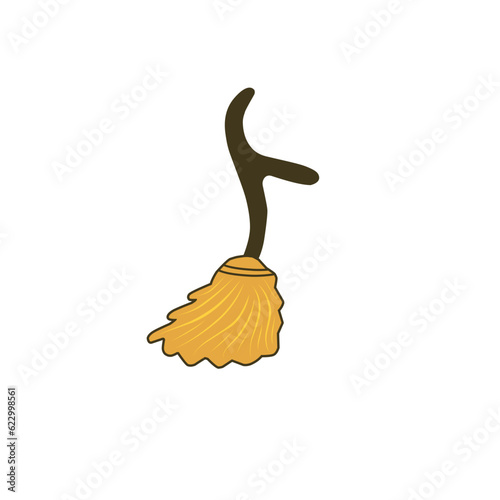 Witch's broom. Magic attribute concept. Halloween decorative element