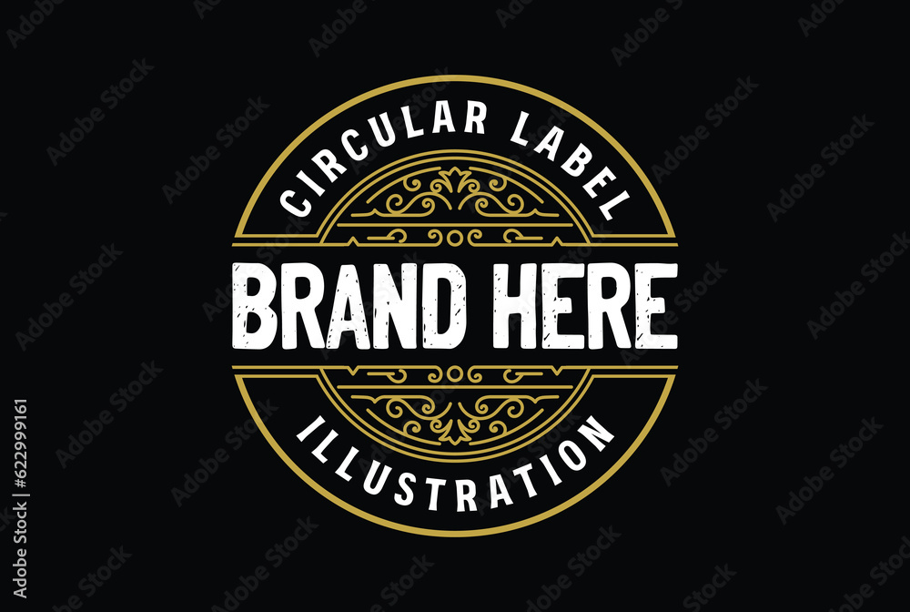 Circular Ornament Border Frame Royal Badge Emblem Stamp Label Logo Design Vector