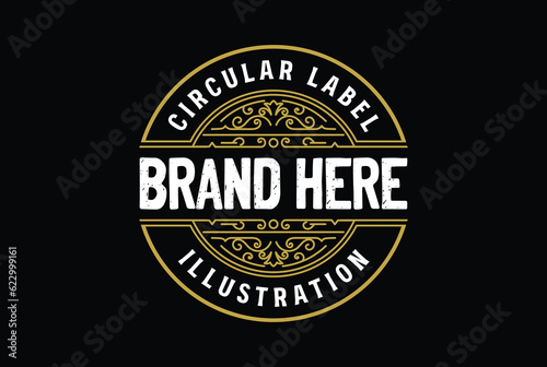 Circular Ornament Border Frame Royal Badge Emblem Stamp Label Logo Design Vector