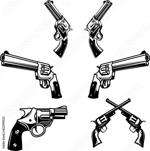 Set of the illustrations of revolvers