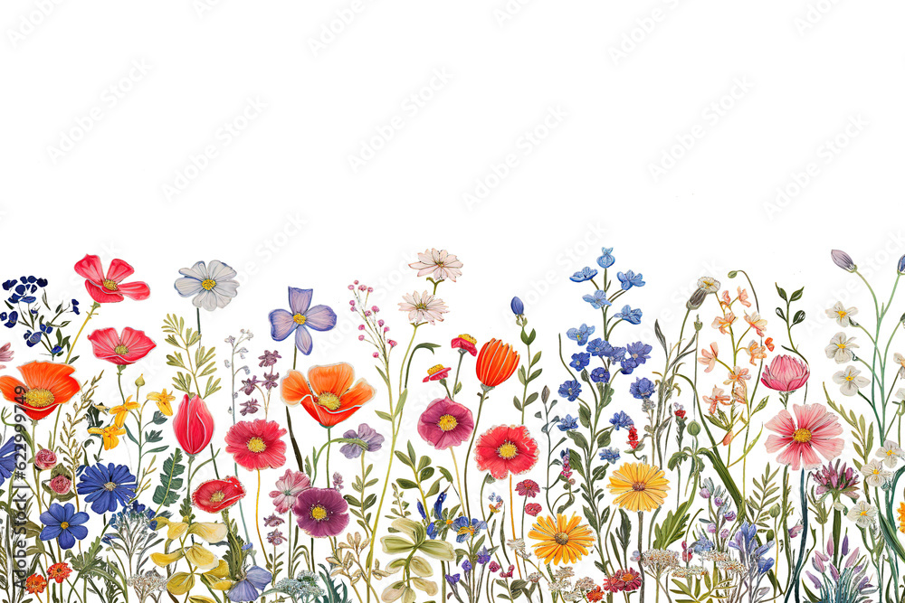 dainty wildflowers as a frame border - obrazy, fototapety, plakaty 