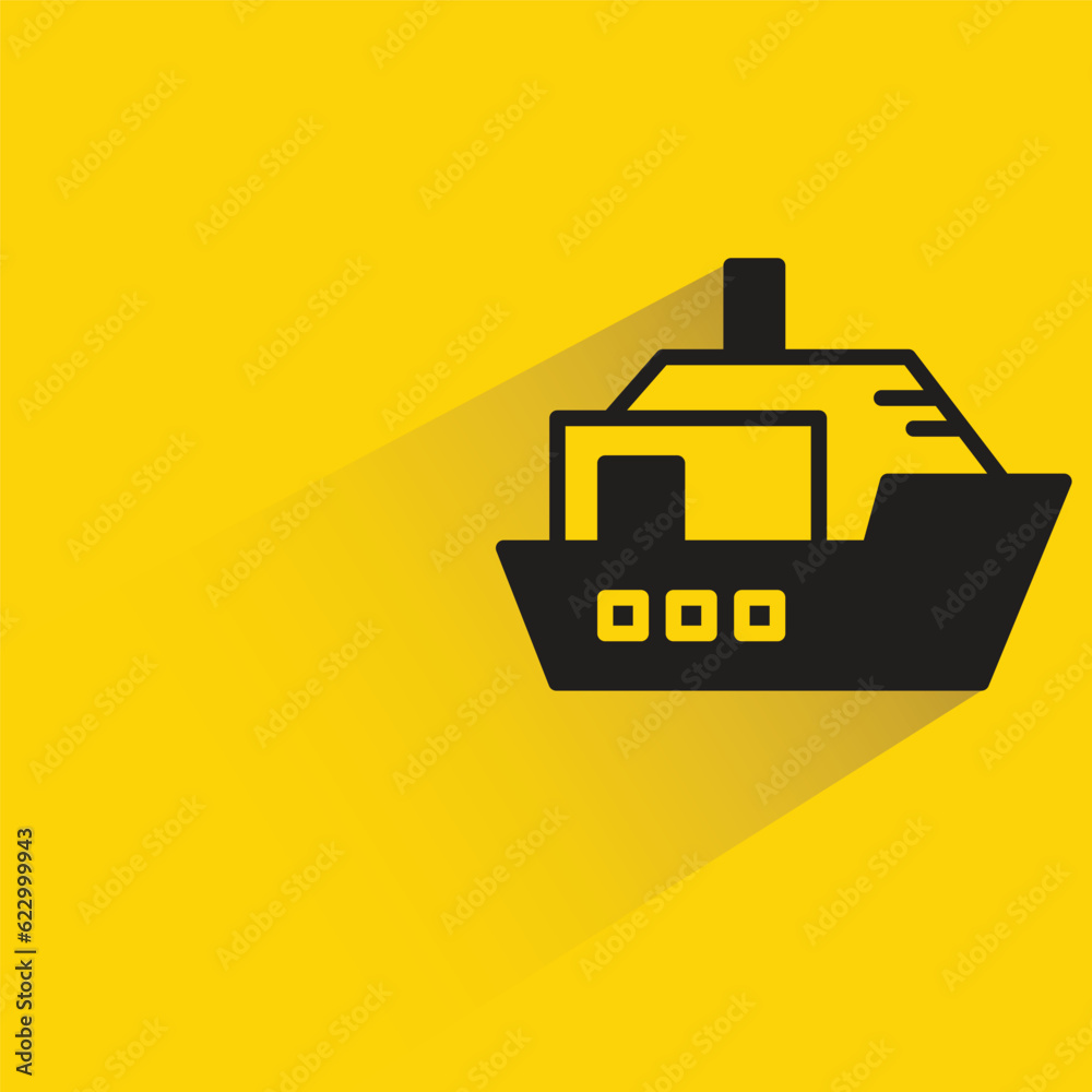 ship with shadow on yellow background