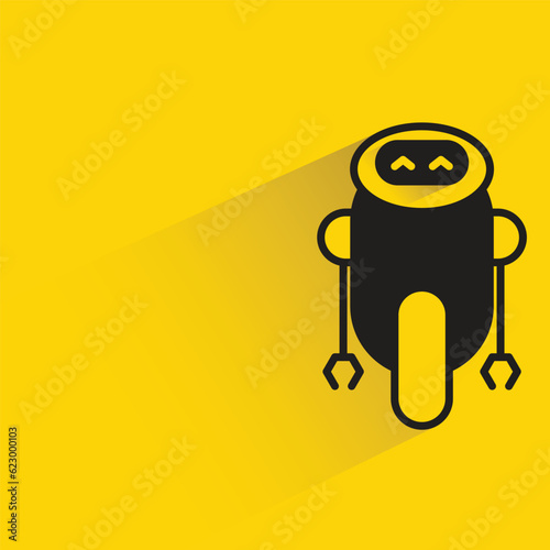 cute robot with shadow on yellow background