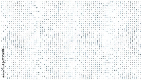 Loop animation of blue random digital data matrix of binary code numbers isolated on a white background. Seamless motion background for technology, coding, science, cyber space or big data concept
