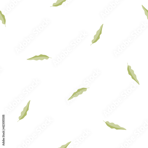 green leaves seamless pattern, tiny vector background, botanical print for wallpaper, home decor, interior decoration, cover design on white background.