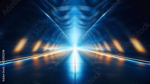 Fototapeta Naklejka Na Ścianę i Meble -  Abstract speed motion blur in futuristic highway road tunnel. 3D rendering.
