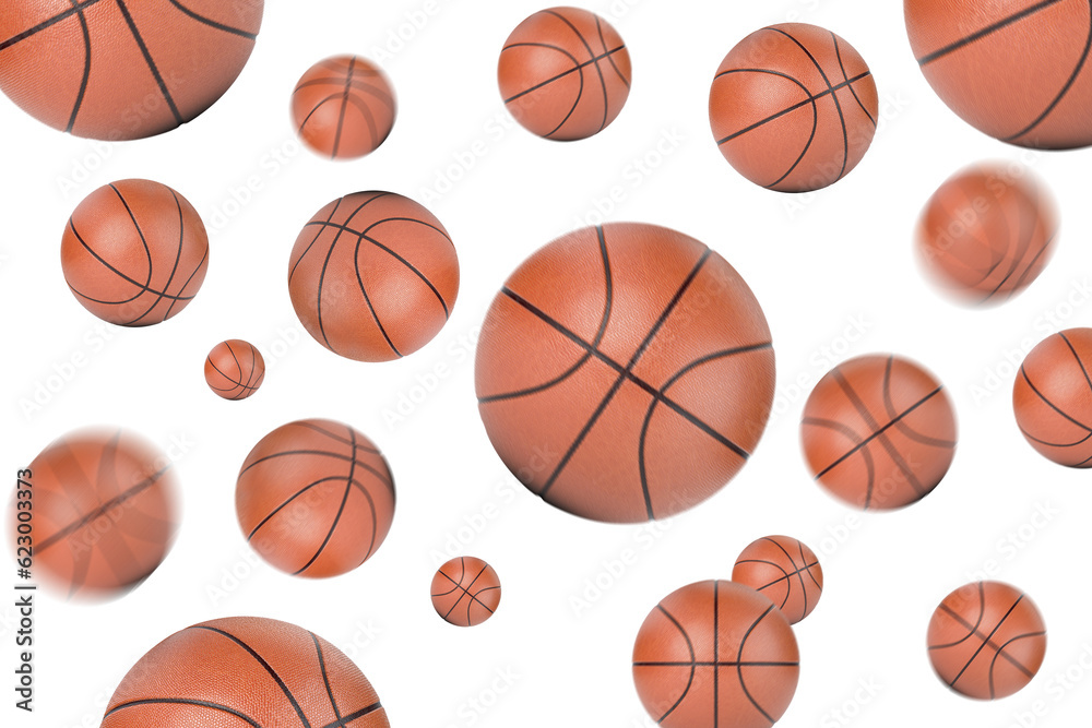 Basketball balls in the air camera depth of field effect, Blur effect, png isolated background