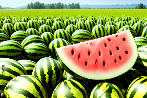 watermelon in the watermelon field.Generative AI
