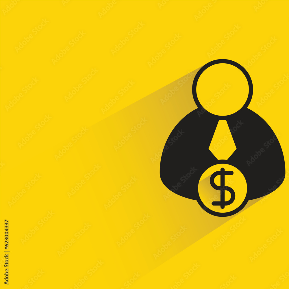 investor with shadow on yellow background investor with shadow on yellow background