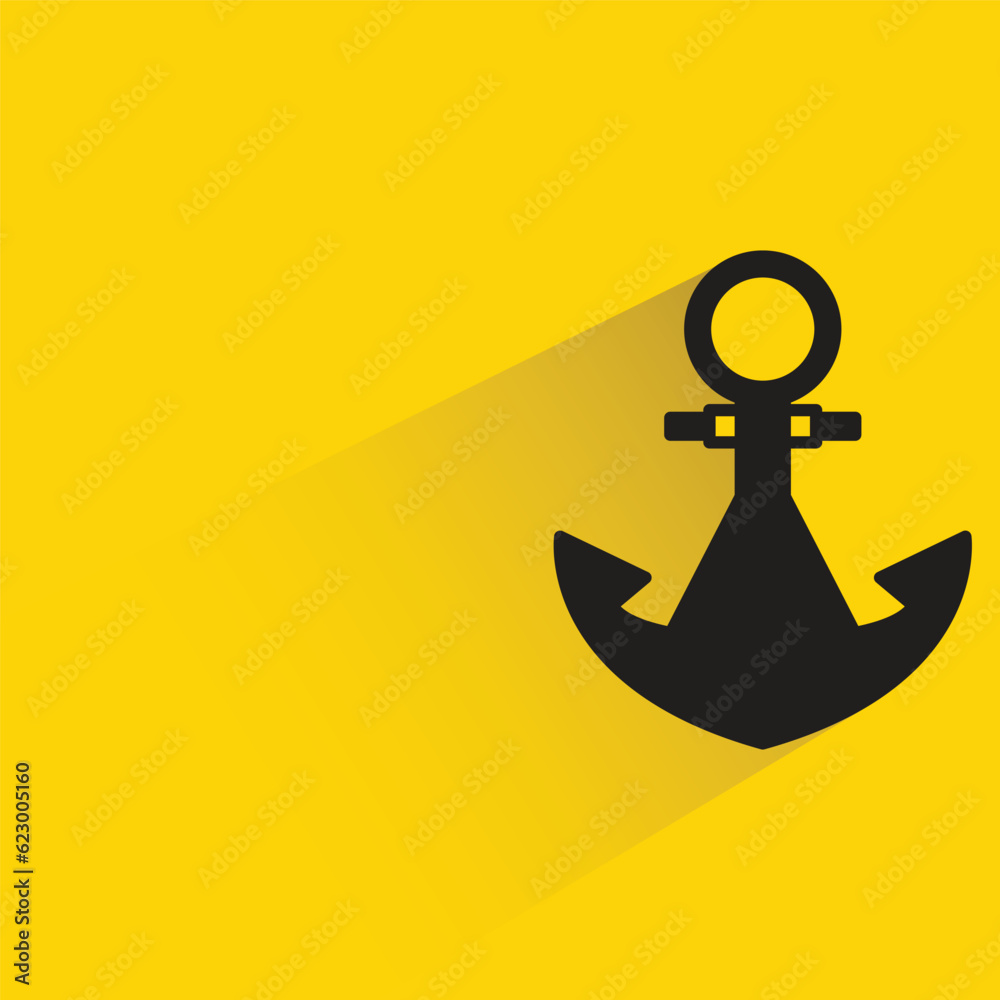 anchor with shadow on yellow background anchor with shadow on yellow background