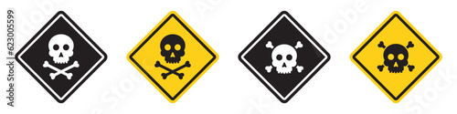 Danger with skull icon. warning skull icon, vector illustration