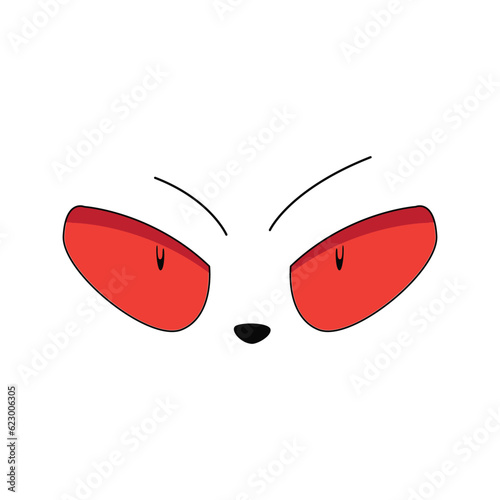 Cartoon angry eyes comic emotion sticker, vector illustration