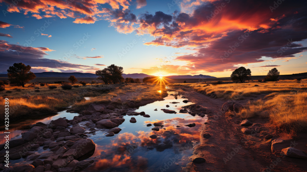 Generative AI - Utterly Spectacular: A Captivating Sunset Landscape of Vibrant Colors Generative AI - Utterly Spectacular: A Captivating Sunset Landscape of Vibrant Colors