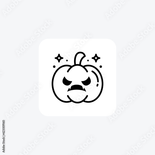 Scary Hallow Pumpkin Black Outline Icon