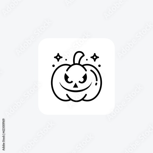 Scary Hallow Pumpkin Black Outline Icon