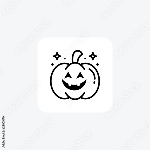 Scary Hallow Pumpkin Black Outline Icon