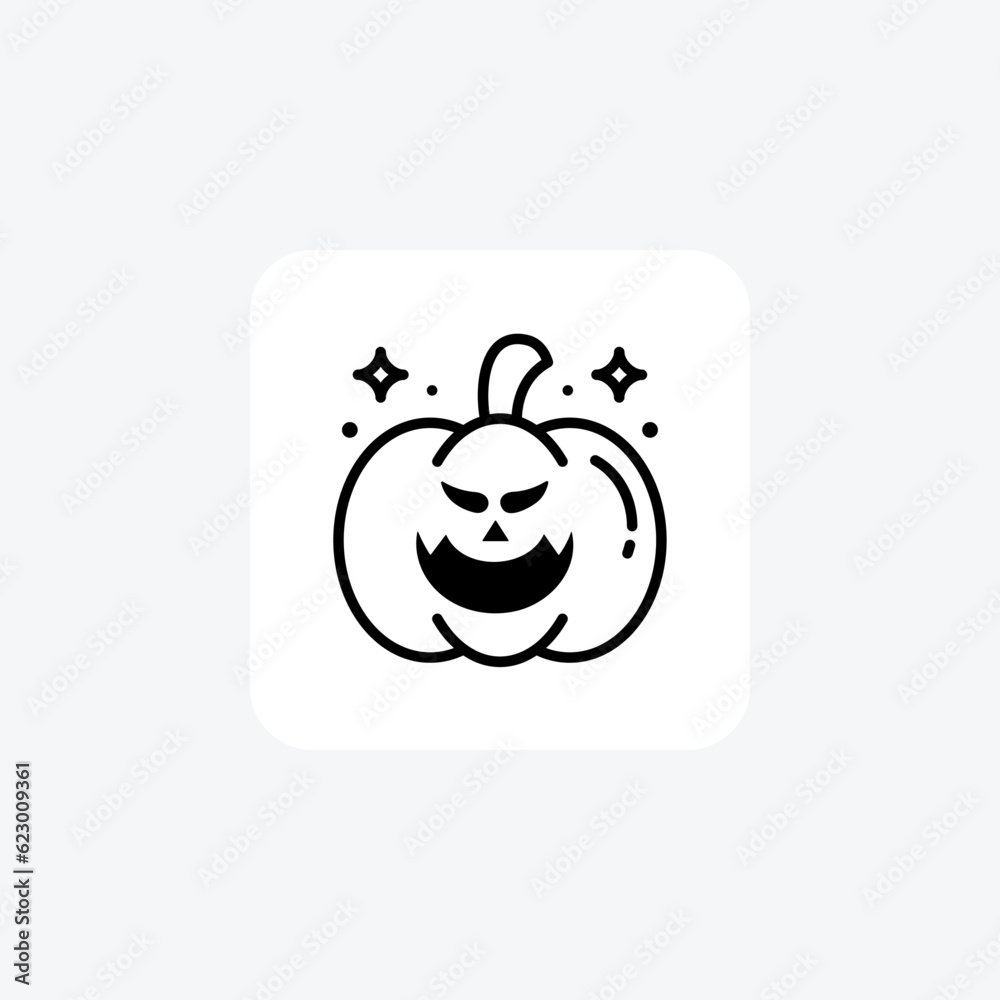 Scary Hallow Pumpkin Black Outline Icon Scary Hallow Pumpkin Black Outline Icon
