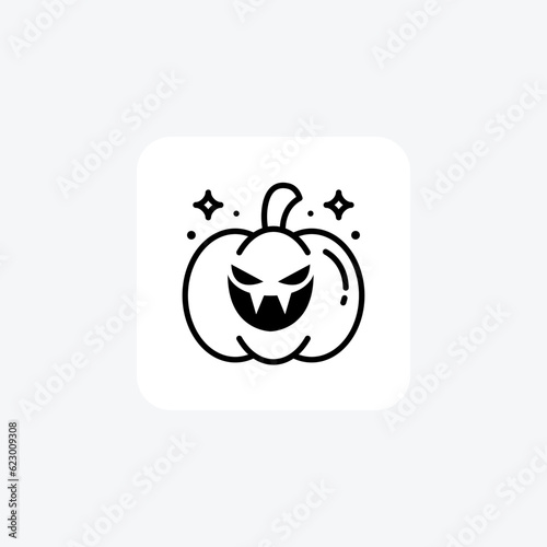 Scary Hallow Pumpkin Black Outline Icon