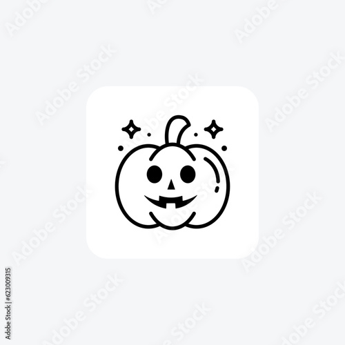 Scary Hallow Pumpkin Black Outline Icon