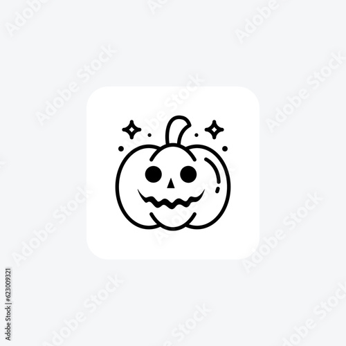 Scary Hallow Pumpkin Black Outline Icon