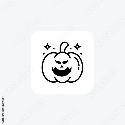 Scary Hallow Pumpkin Black Outline Icon