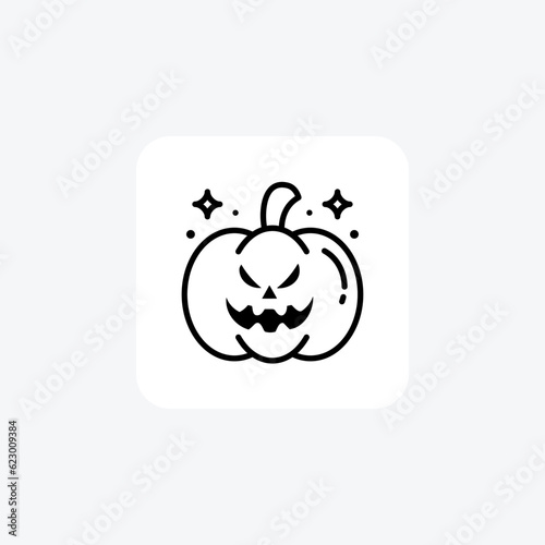 Scary Hallow Pumpkin Black Outline Icon