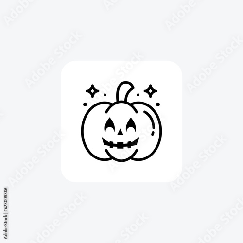 Scary Hallow Pumpkin Black Outline Icon