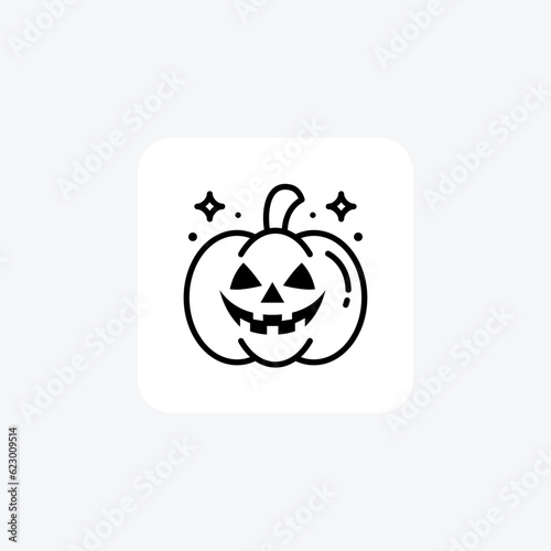 Scary Hallow Pumpkin Black Outline Icon