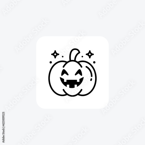 Scary Hallow Pumpkin Black Outline Icon