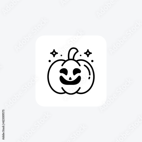 Scary Hallow Pumpkin Black Outline Icon