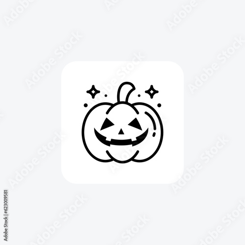 Scary Hallow Pumpkin Black Outline Icon