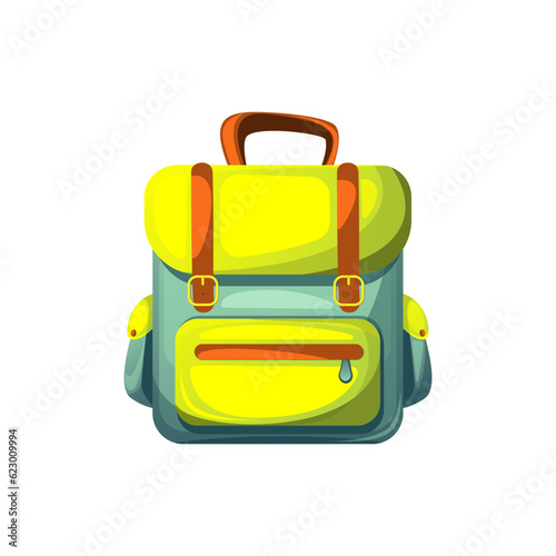 A school backpack.Back to school.Children's satchel,travel backpack.Vector illustration isolated on a white background.