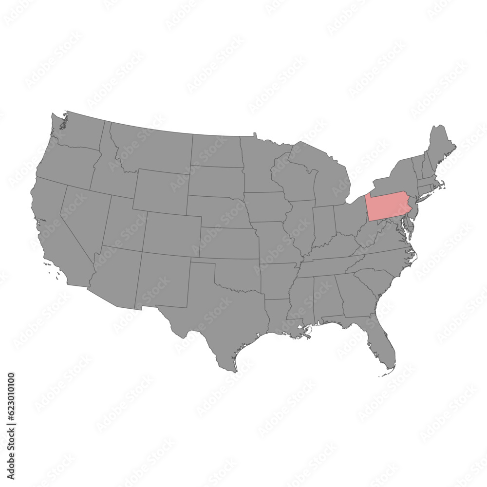 Pennsylvania state map. Vector illustration.