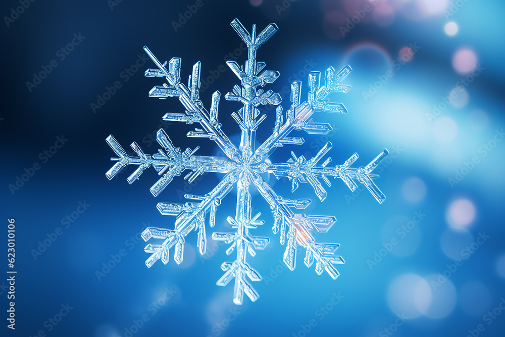 Generative AI a snowflake in the foreground macro photo Generative AI a snowflake in the foreground macro photo