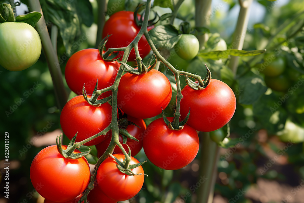 Generative AI a sprig of ripe tomatoes