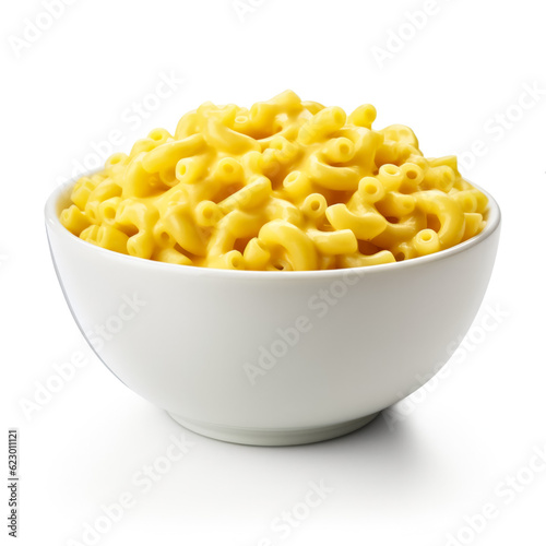 Macaroni and cheese in a bowl isolated on white background