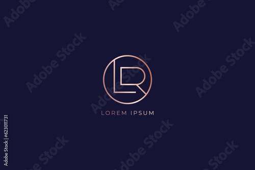 lr minimalist letter fashion brand design line style creative golden wordmark design typography illustration, lr minimal logo, lr creative design photo