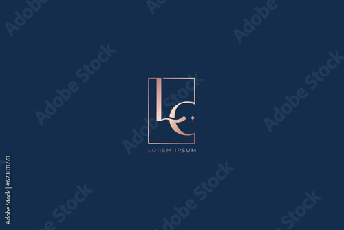 lc minimalist letter fashion brand design line style creative golden wordmark design typography illustration, lc lettering, lc logo design photo
