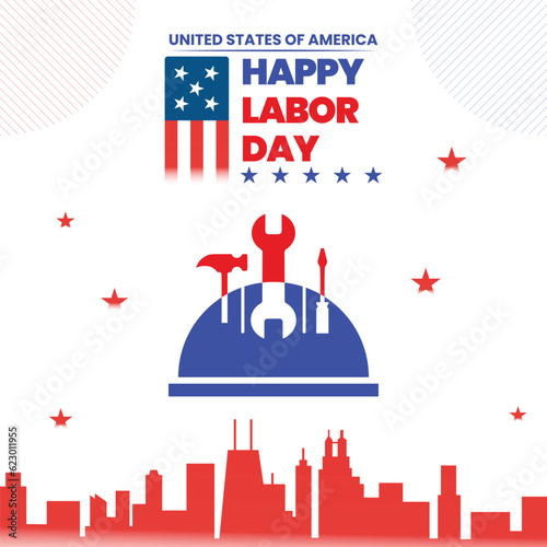 Labor Day USA social media post template banner design