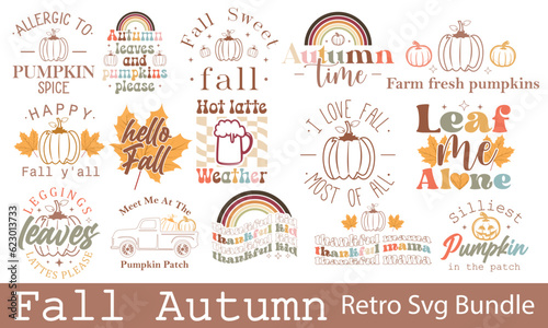 Fall Autumn Retro SVG Bundle.