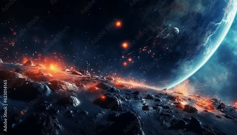 Obraz premium Planet in space. Cosmic landscape. Generative AI.